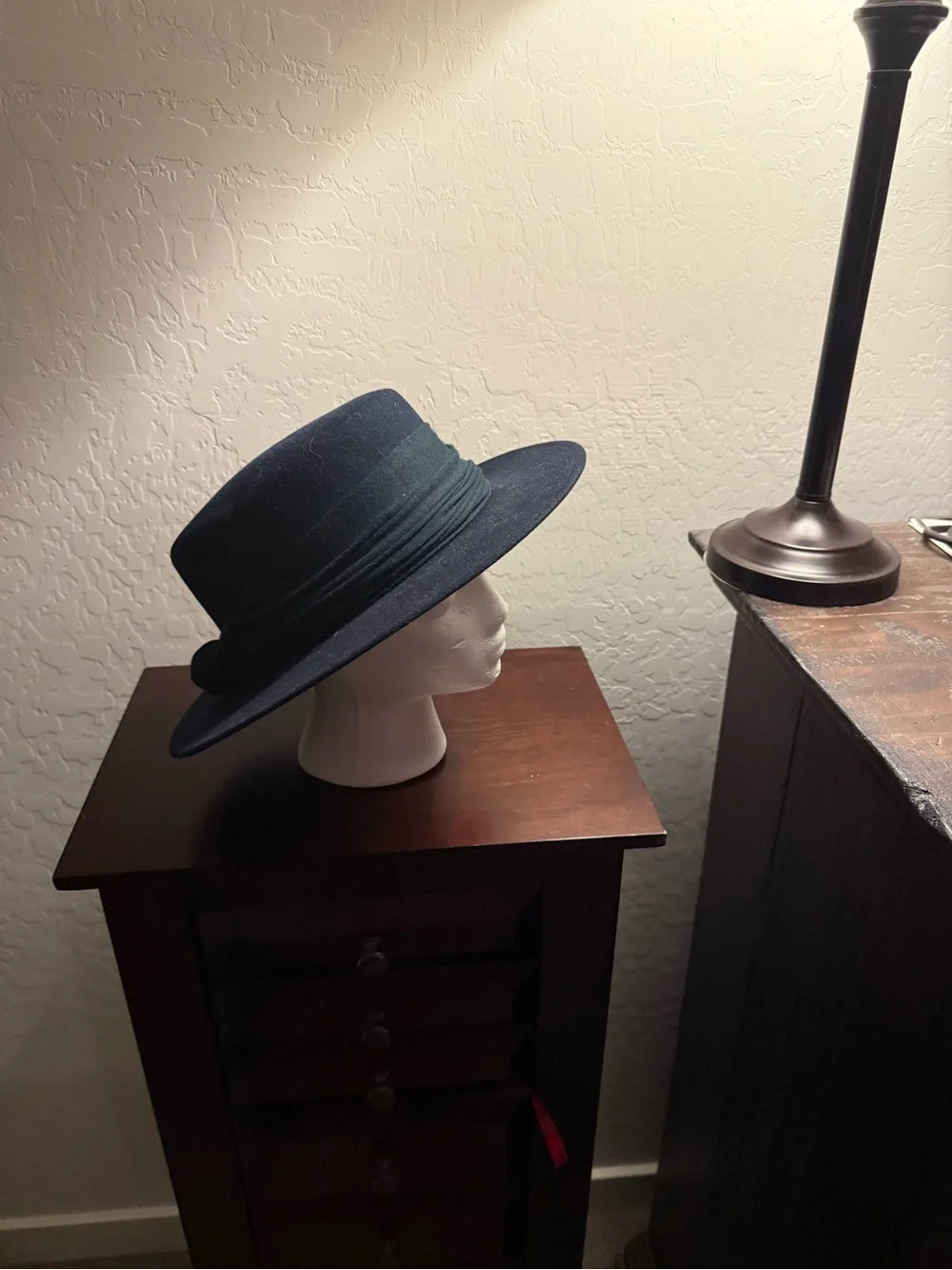 Wide Brim Fedora Hat in dark blue